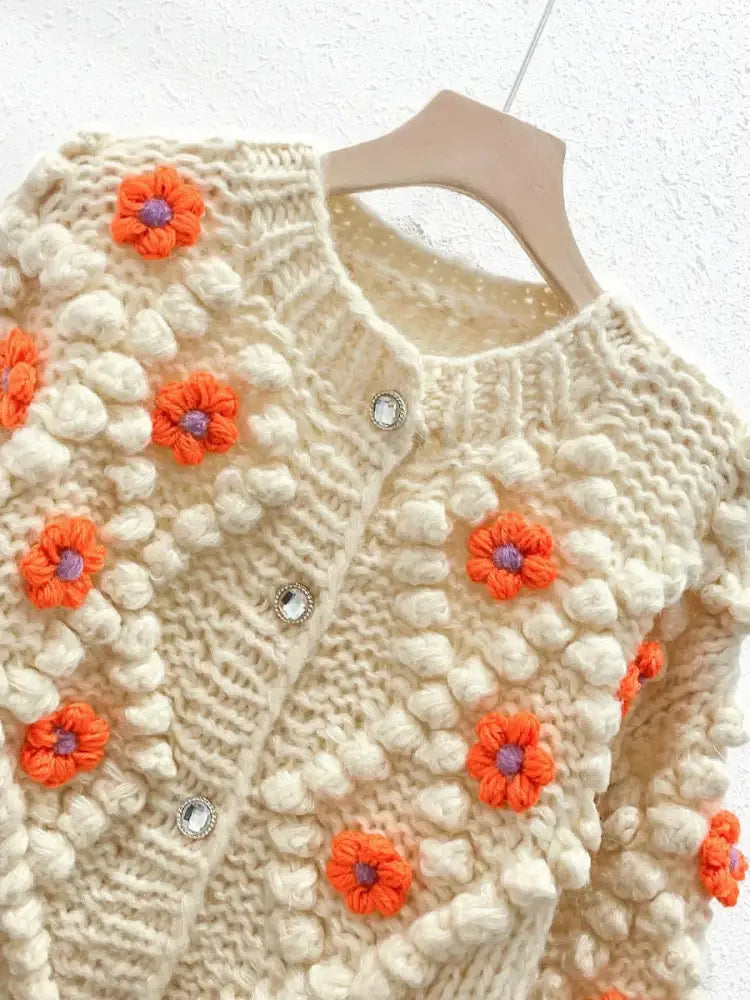 Handmade Flower Knit Cardigan – same ANTHEM | Dreamy Soulmate Streetwear