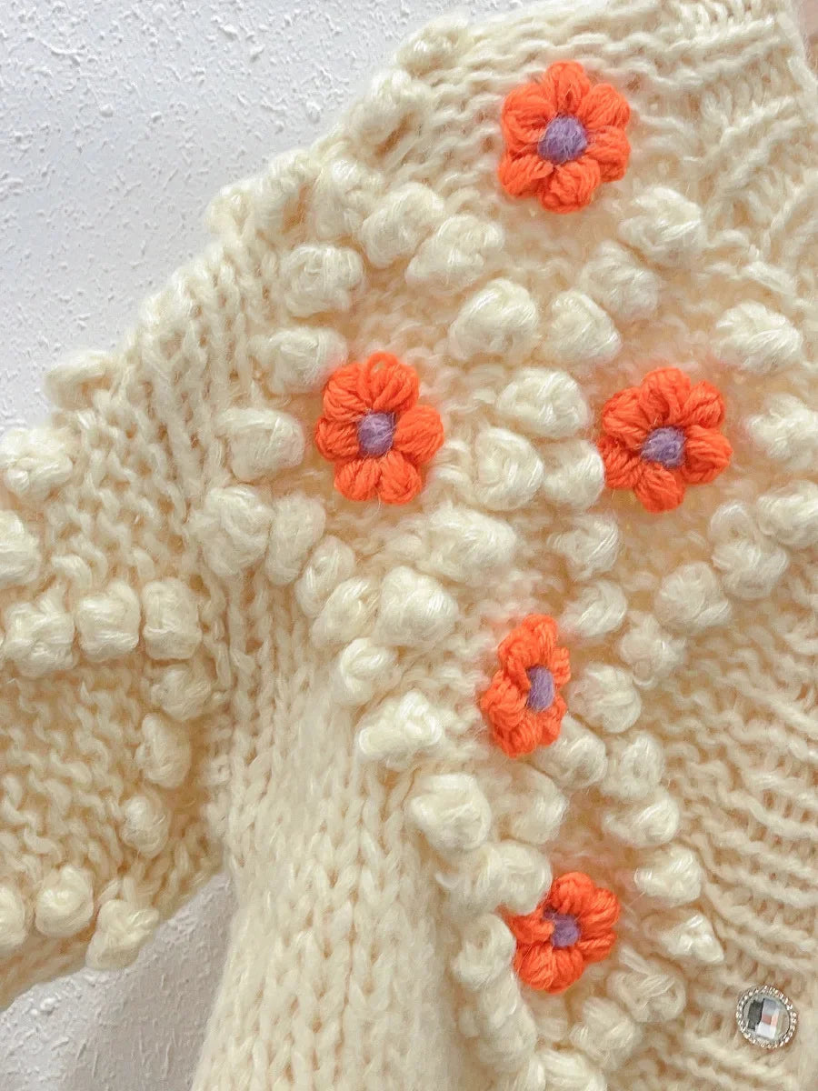 Handmade Flower Knit Cardigan – same ANTHEM | Dreamy Soulmate Streetwear