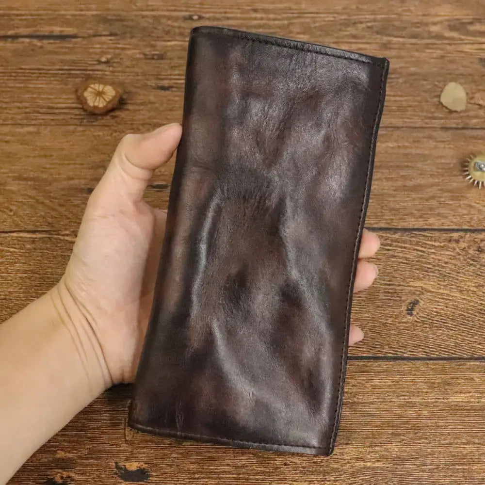 Handmade Pleated Long Wallet for Men – same ANTHEM. Soulmate Streetwear Accessory - Brown