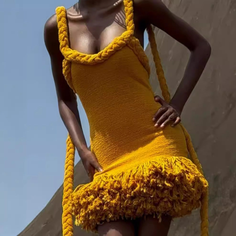 Handwoven Tassel Short Dress – Soulmate Streetwear | same ANTHEM.