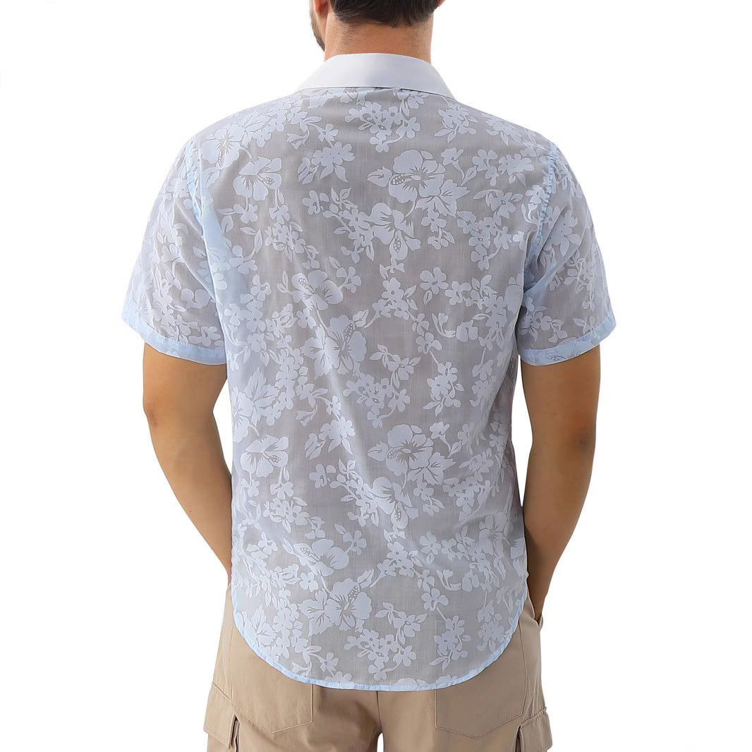 Hawaii Jacquard Cutout Beach Shirt – Cool Casual Summer Style | same ANTHEM - Shirt
