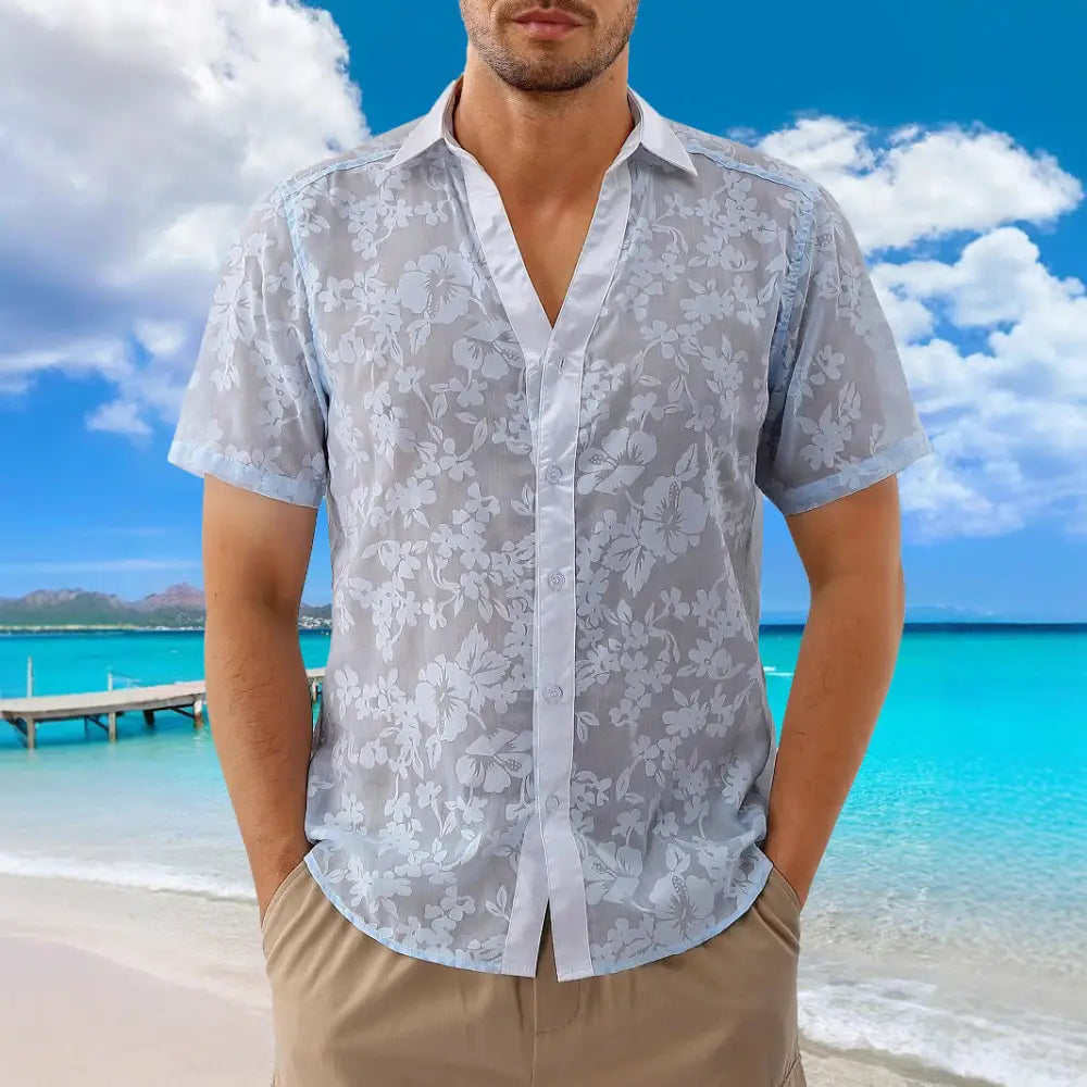 Hawaii Jacquard Cutout Beach Shirt – Cool Casual Summer Style | same ANTHEM - Shirt