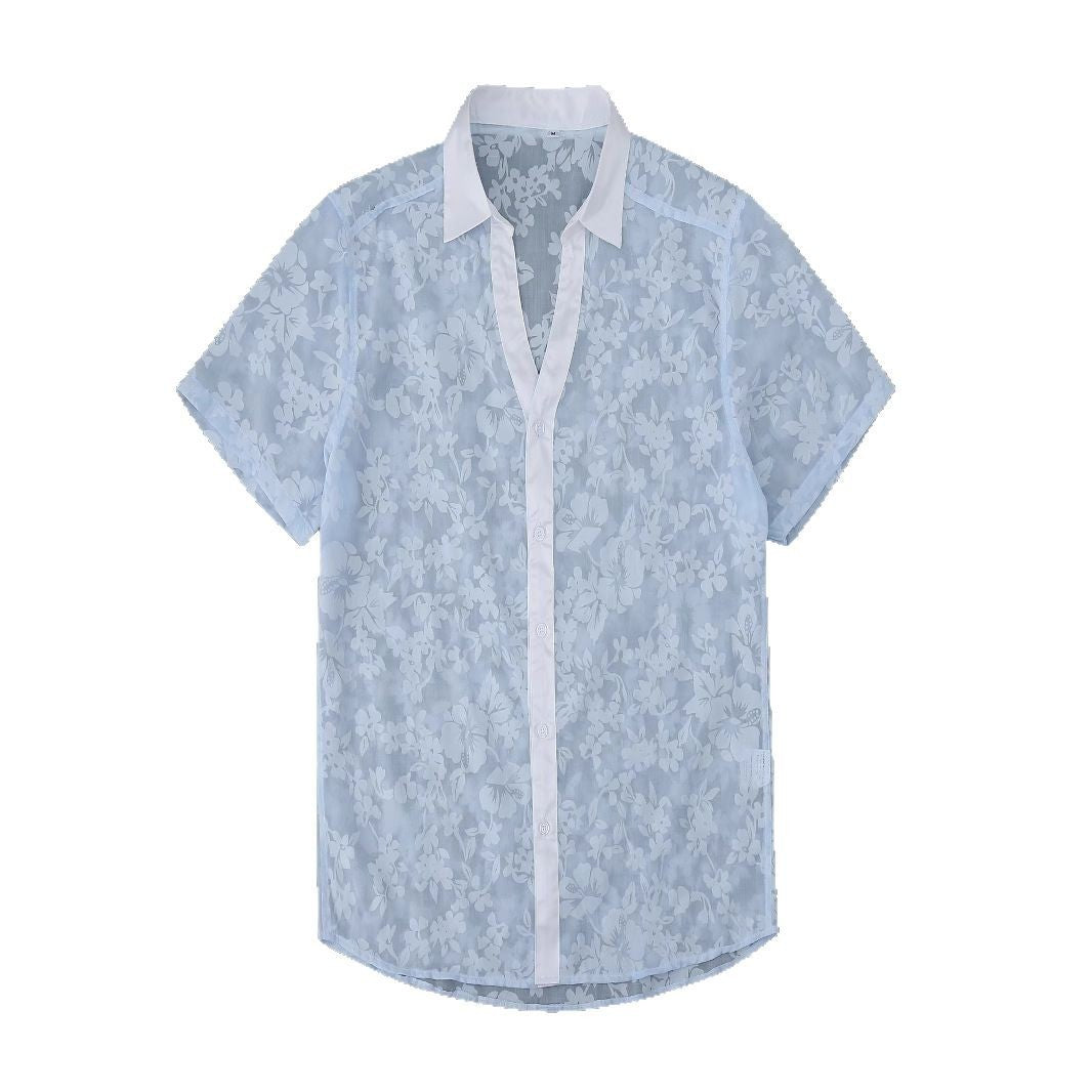 Hawaii Jacquard Cutout Beach Shirt – Cool Casual Summer Style | same ANTHEM - Shirt