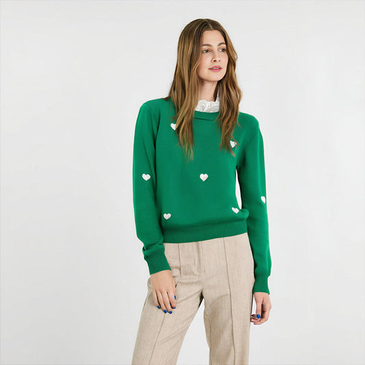 Heart Embroidery Sweater – same ANTHEM | Dreamy French Chic Soulmate Knit