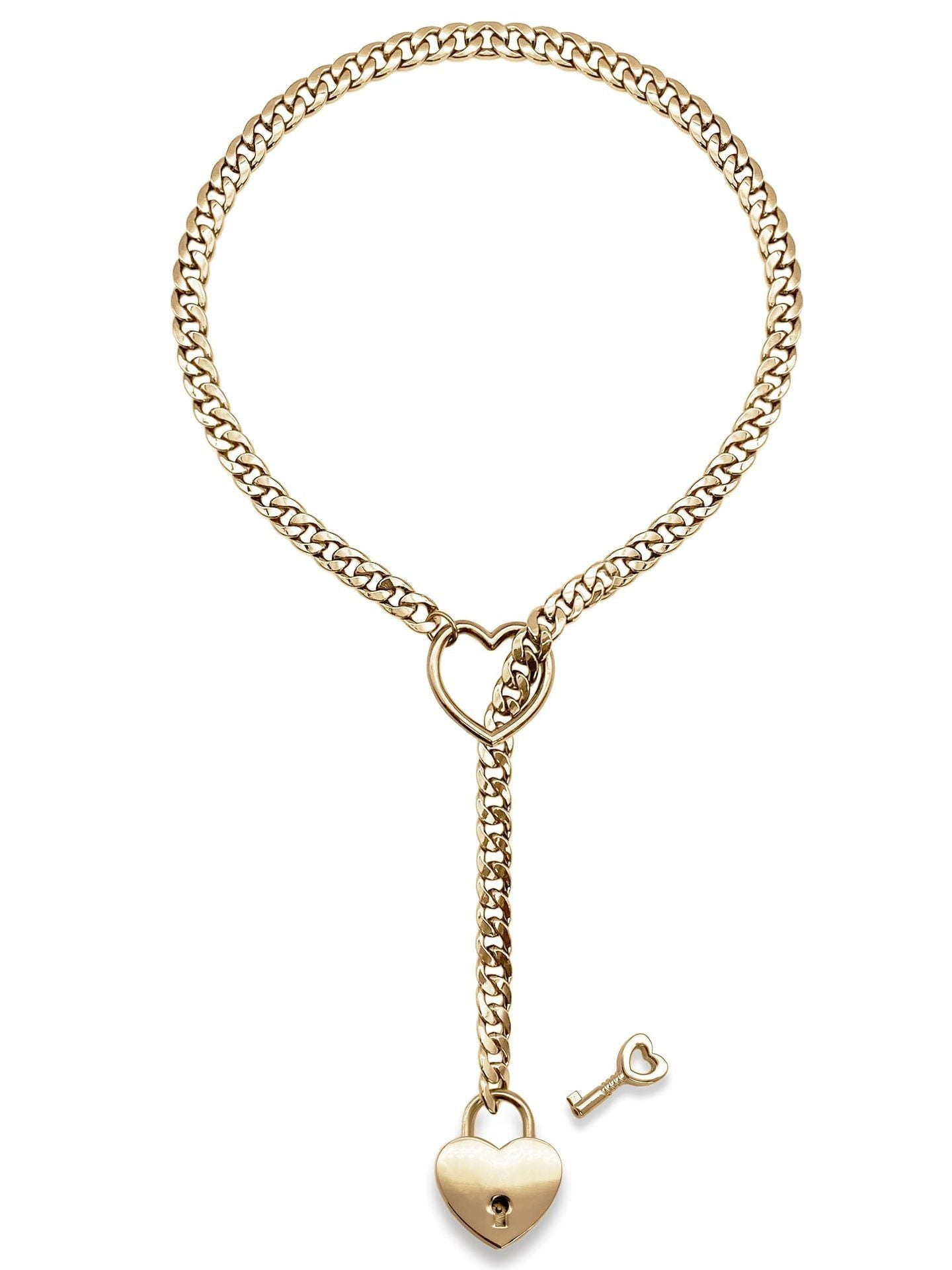 Heart Lock & Key Cuban Chain Necklace | Soulmate Jewellery for Lovers & Friends | same ANTHEM - Gold