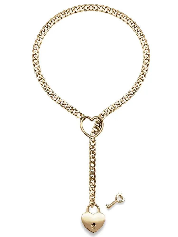 Heart Lock & Key Cuban Chain Necklace | Soulmate Jewellery for Lovers & Friends | same ANTHEM - Gold