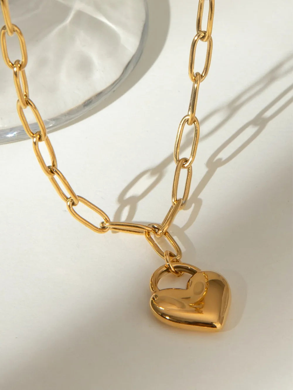 Heart Pendant Titanium Necklace – Minimal Luxury for Soulmates | same ANTHEM. - Gold / One Size