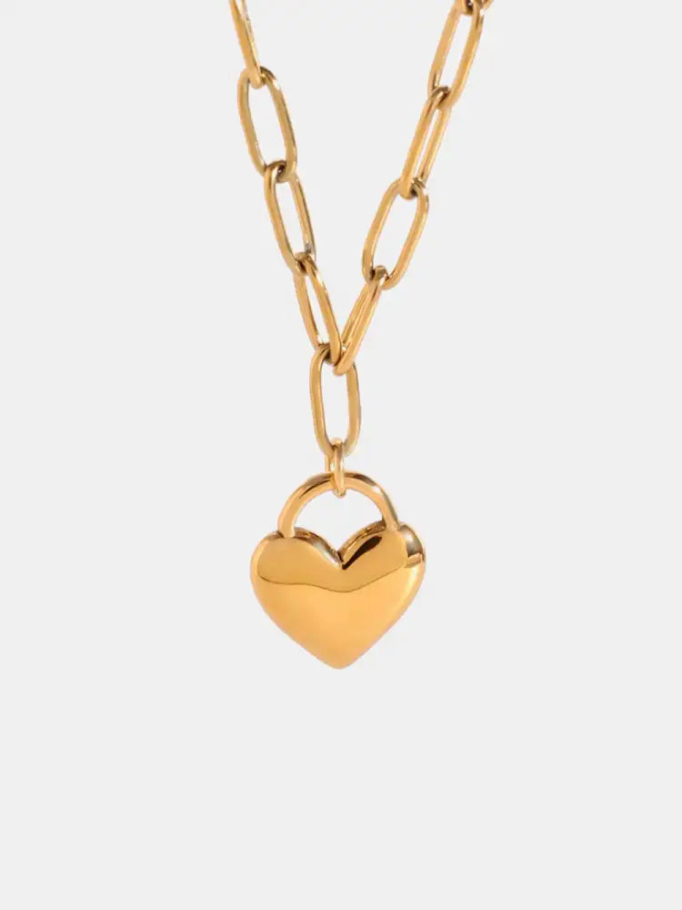 Heart Pendant Titanium Necklace – Minimal Luxury for Soulmates | same ANTHEM. - Gold / One Size