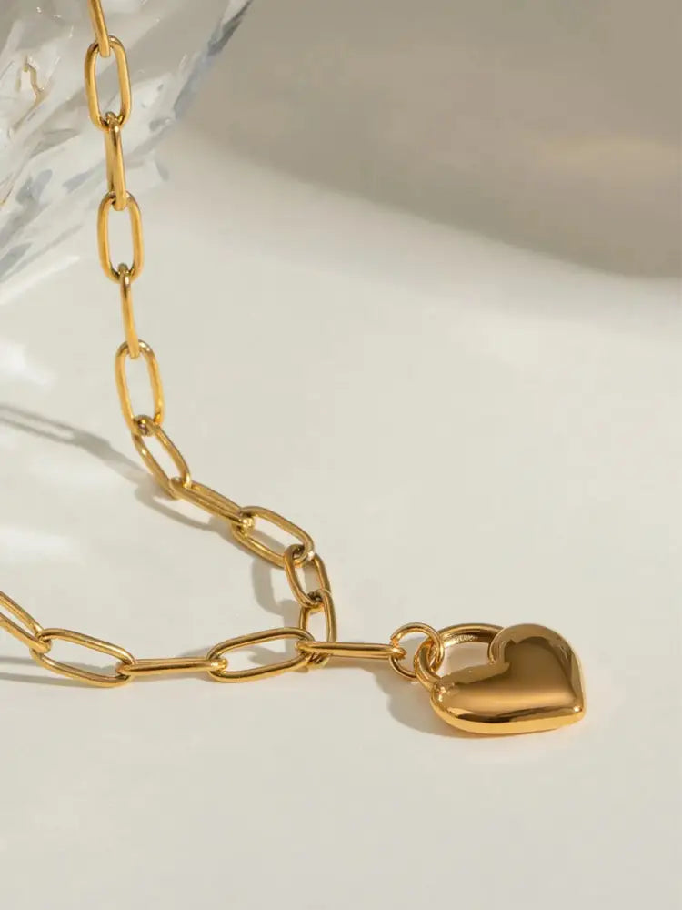 Heart Pendant Titanium Necklace – Minimal Luxury for Soulmates | same ANTHEM. - Gold / One Size