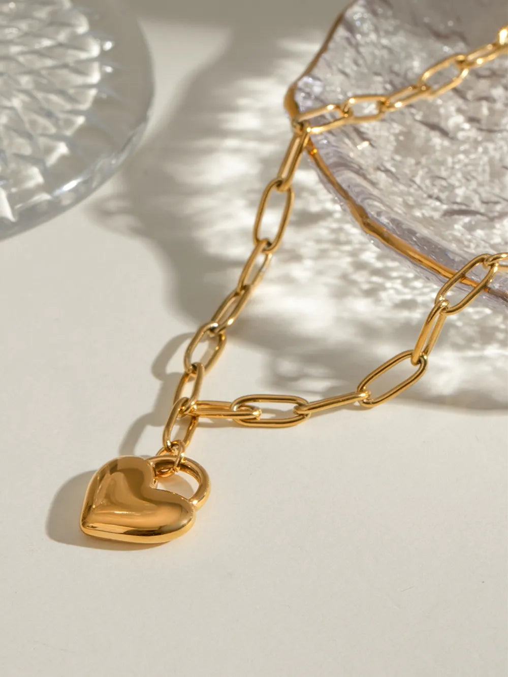 Heart Pendant Titanium Necklace – Minimal Luxury for Soulmates | same ANTHEM. - Gold / One Size