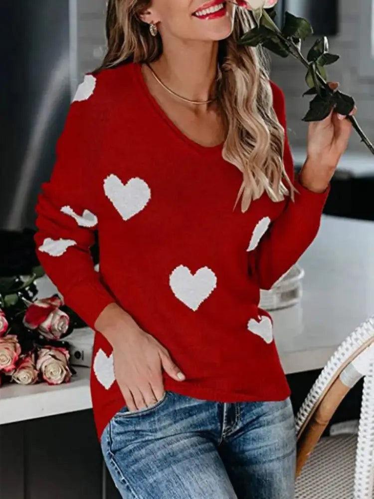Heart Scoop Neck Sweater – Cute Chic & Dreamy Streetwear | same ANTHEM - Deep Red / M