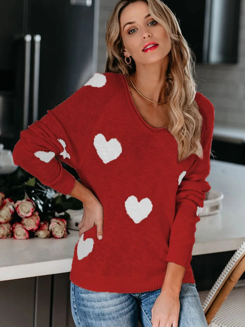 Heart Scoop Neck Sweater – Cute Chic & Dreamy Streetwear | same ANTHEM