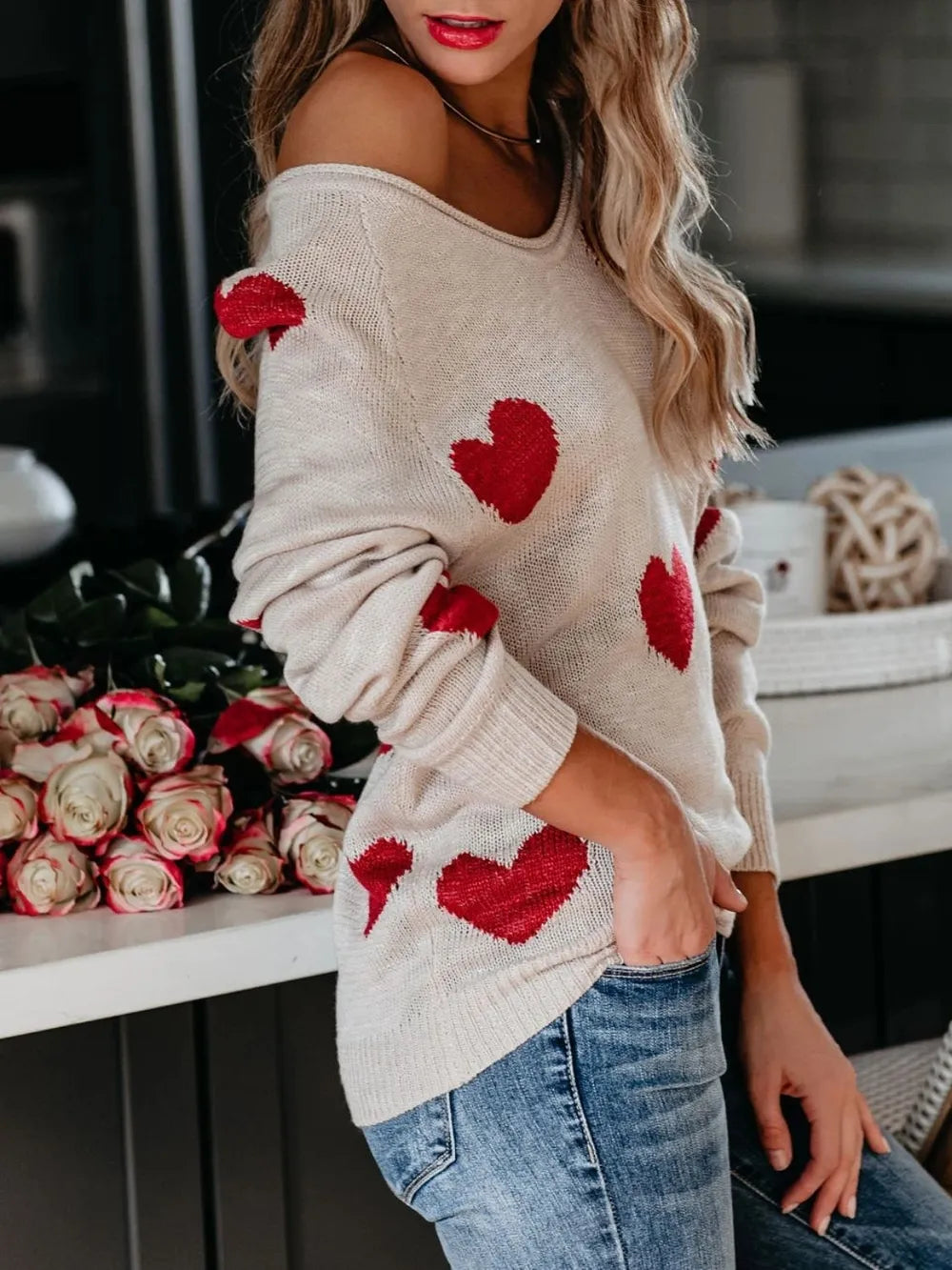 Heart Scoop Neck Sweater – Cute Chic & Dreamy Streetwear | same ANTHEM