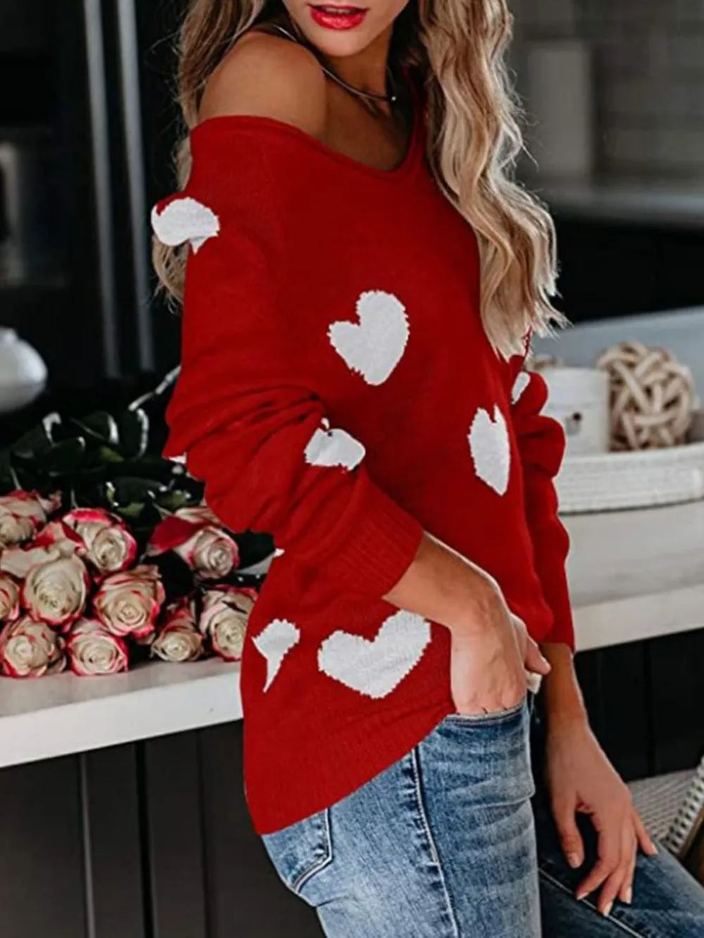 Heart Scoop Neck Sweater – Cute Chic & Dreamy Streetwear | same ANTHEM