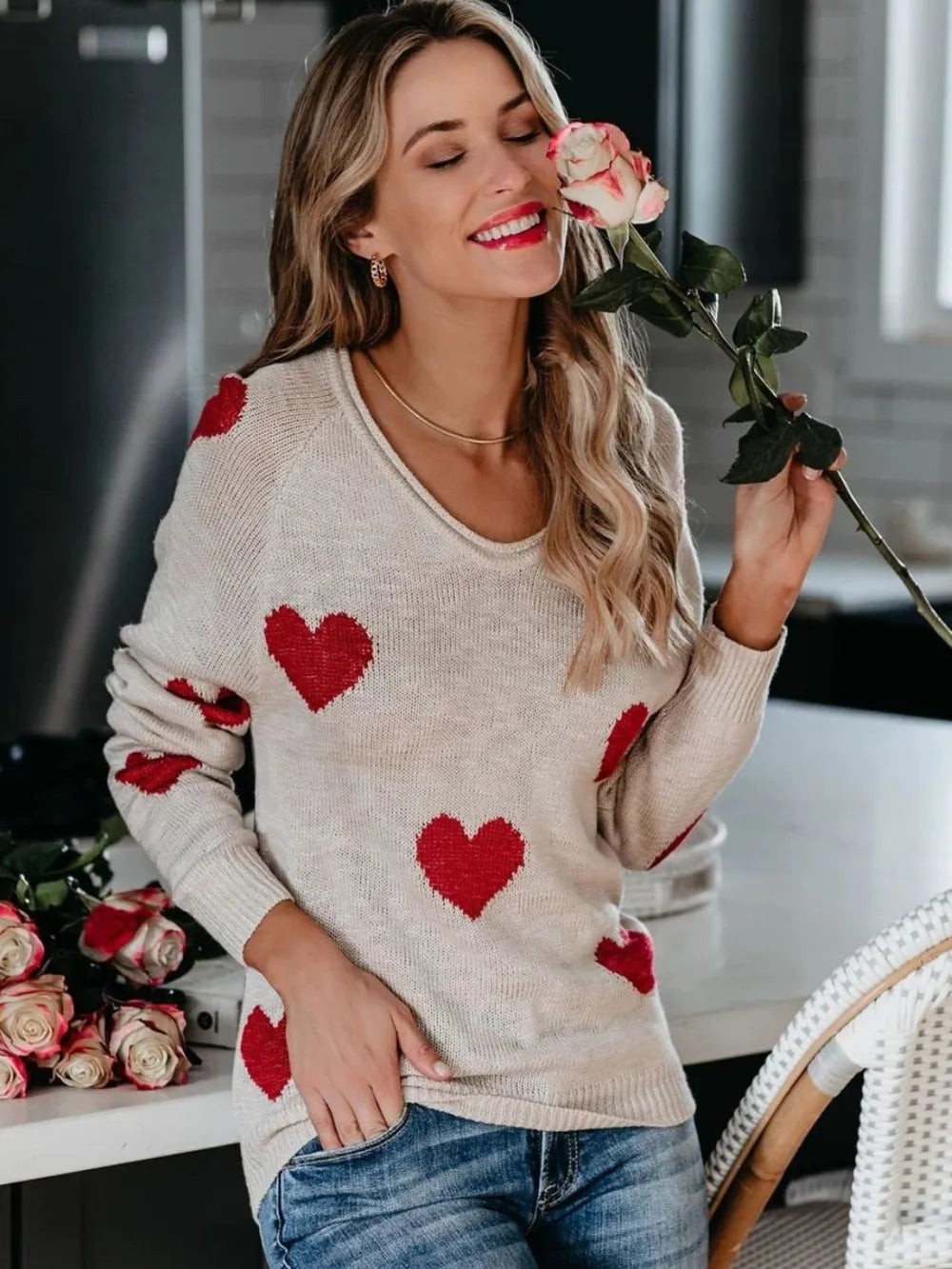 Heart Scoop Neck Sweater – Cute Chic & Dreamy Streetwear | same ANTHEM