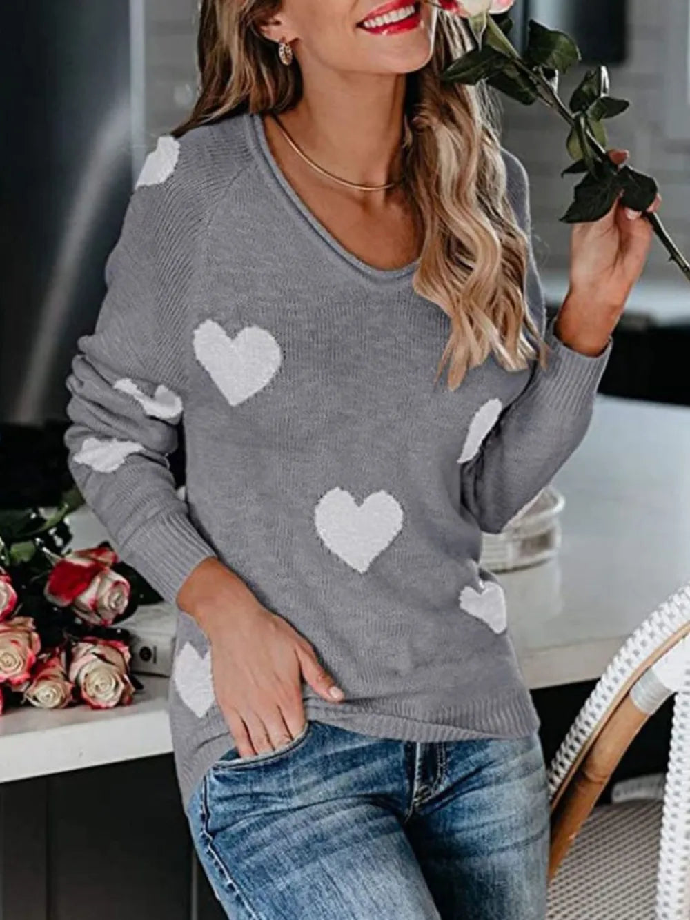 Heart Scoop Neck Sweater – Cute Chic & Dreamy Streetwear | same ANTHEM