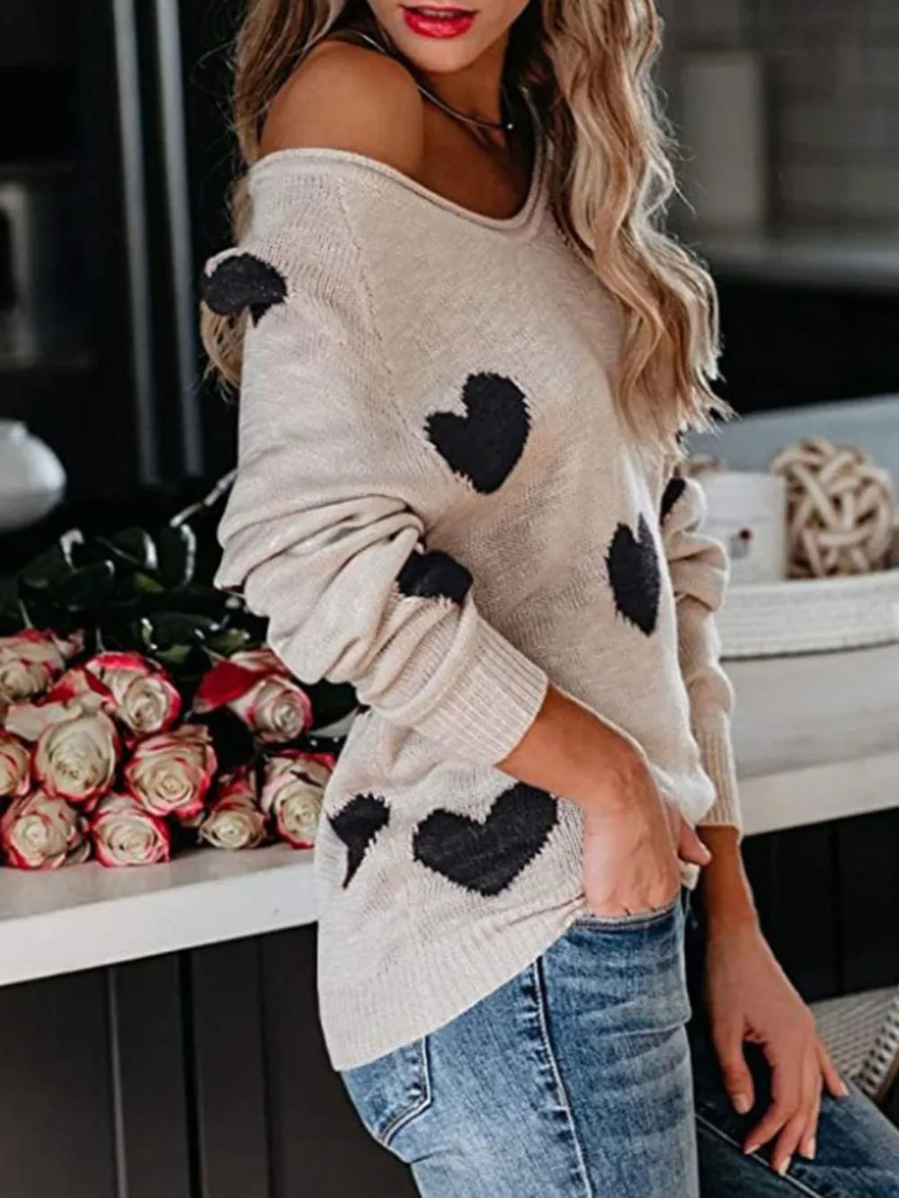 Heart Scoop Neck Sweater – Cute Chic & Dreamy Streetwear | same ANTHEM