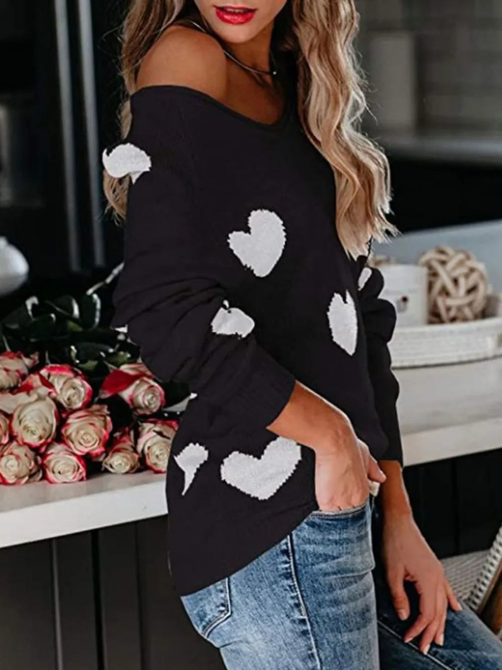 Heart Scoop Neck Sweater – Cute Chic & Dreamy Streetwear | same ANTHEM