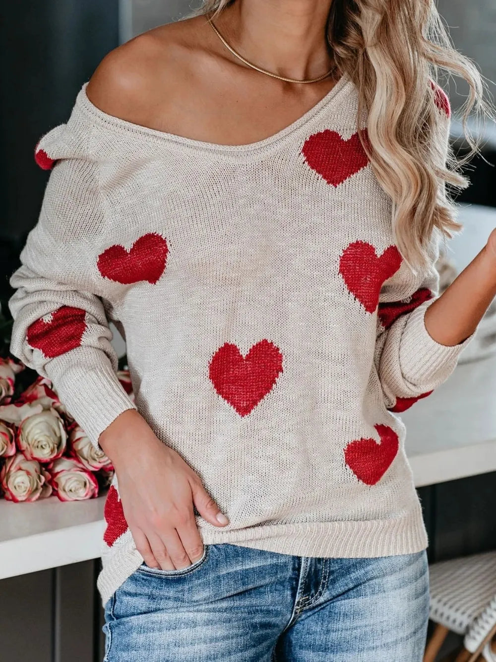 Heart Scoop Neck Sweater – Cute Chic & Dreamy Streetwear | same ANTHEM