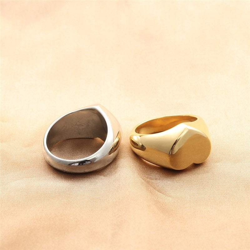 Heart Shaped Stainless Steel Ring – Silver & Gold Romantic Jewellery | same ANTHEM