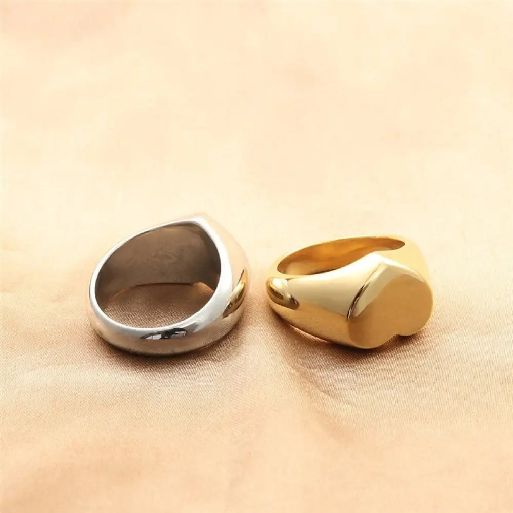 Heart Shaped Stainless Steel Ring – Silver & Gold Romantic Jewellery | same ANTHEM