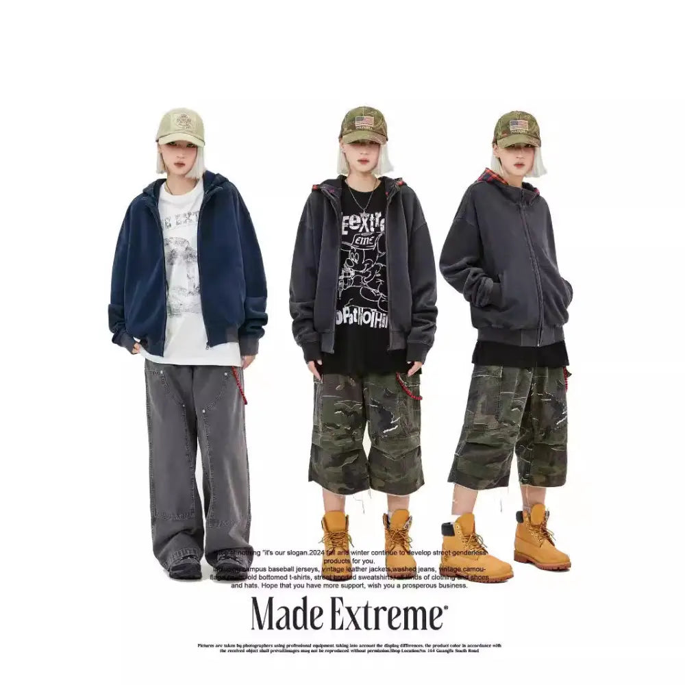Heavyweight Vintage Plaid Zip-Up Hoodie | Men’s Streetwear Sweatshirt | same ANTHEM.