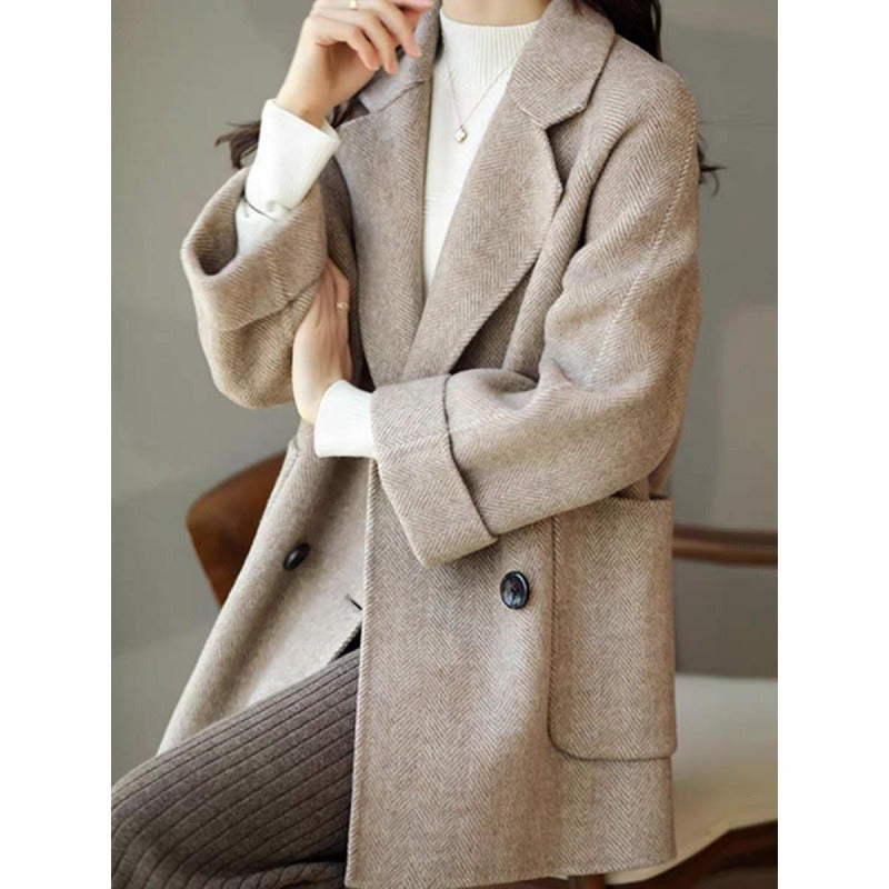 Herringbone Wool Coat Women | Loose Fit Slimming Outerwear | same ANTHEM.