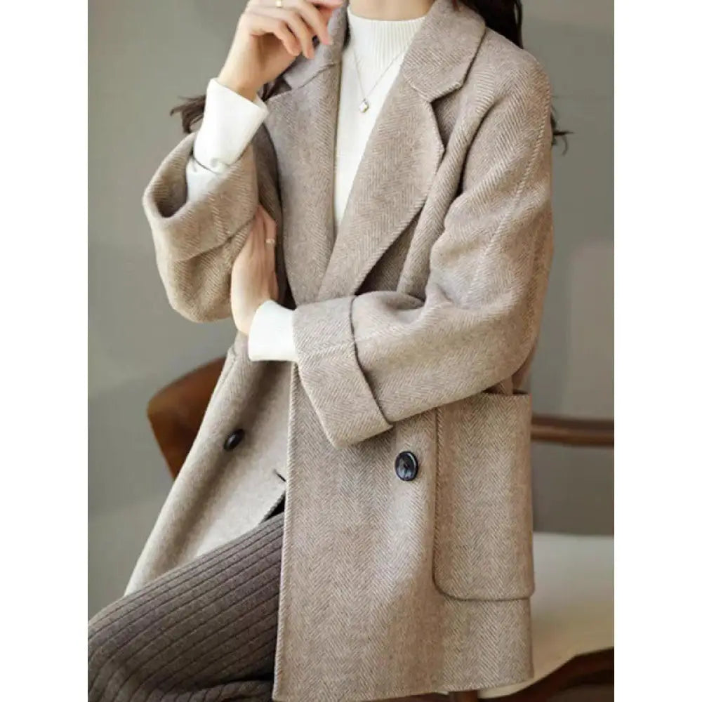 Herringbone Wool Coat Women | Loose Fit Slimming Outerwear | same ANTHEM.