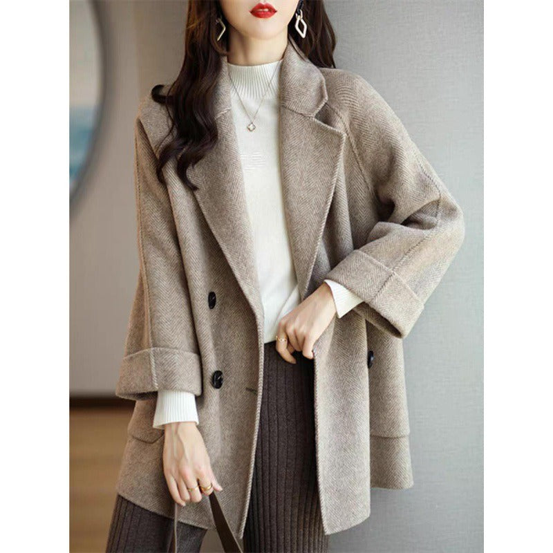 Herringbone Wool Coat Women | Loose Fit Slimming Outerwear | same ANTHEM.