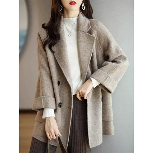 Herringbone Wool Coat Women | Loose Fit Slimming Outerwear | same ANTHEM.
