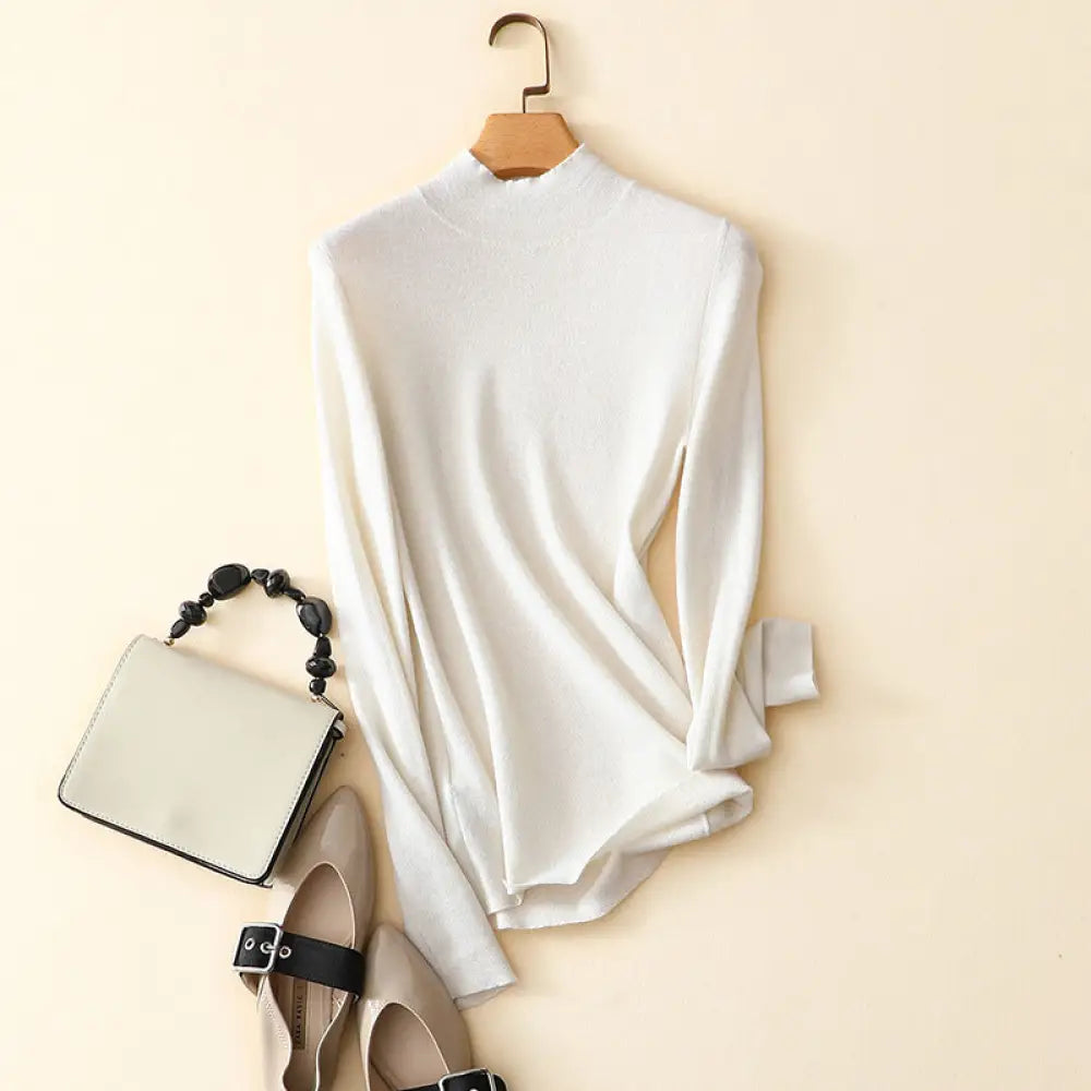 Women’s classic half high collar commuting fit - White / L - Bag
