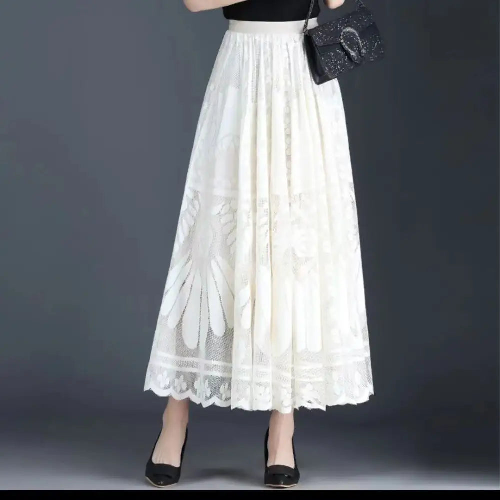 High Waist A-Line Gauzy Skirt – Romantic Elegance for Lovers | Same ANTHEM - Apricot / Free Size