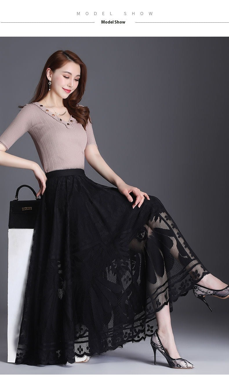 High Waist A-Line Gauzy Skirt – Romantic Elegance for Lovers | Same ANTHEM - Black / Free Size