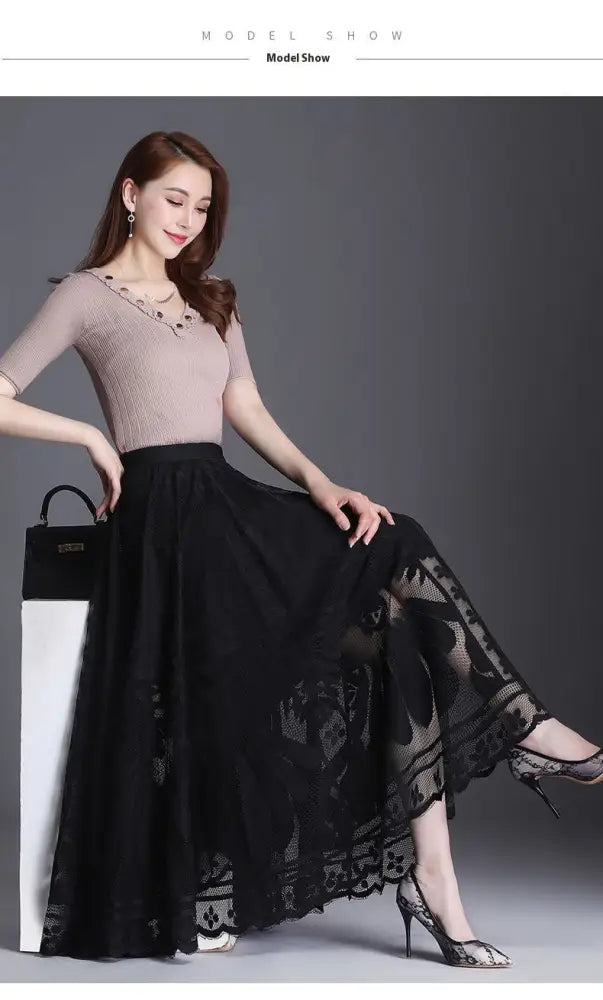 High Waist A-Line Gauzy Skirt – Romantic Elegance for Lovers | Same ANTHEM - Black / Free Size