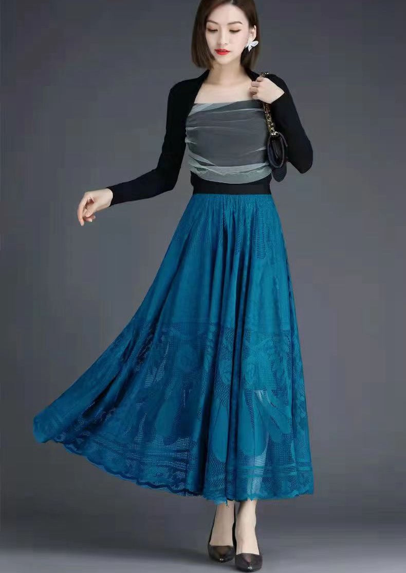 High Waist A-Line Gauzy Skirt – Romantic Elegance for Lovers | Same ANTHEM - Blue / Free Size