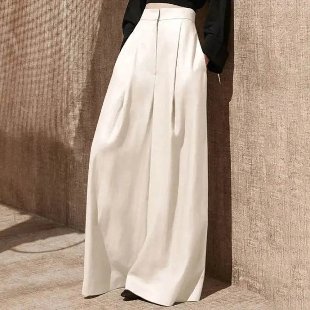 High Waist Wide-Leg Minimalist Pants – Soulmate Streetwear | same ANTHEM. - WHITE / S