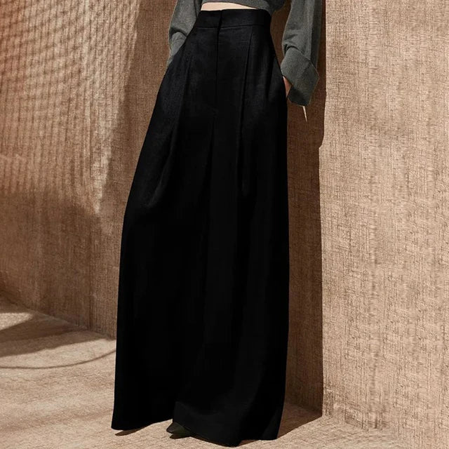 High Waist Wide-Leg Minimalist Pants – Soulmate Streetwear | same ANTHEM. - black / S