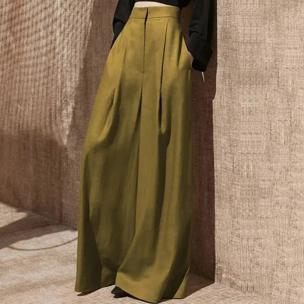 High Waist Wide-Leg Minimalist Pants – Soulmate Streetwear | same ANTHEM. - Yellow / S