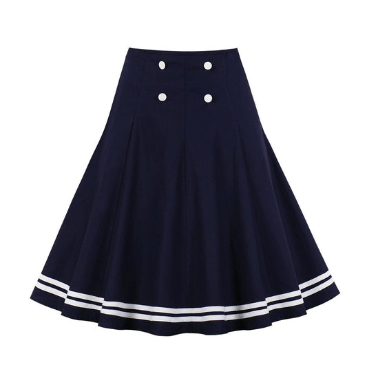 High-Waisted A-Line Skirt | Lover’s Skirt with Marine & French Connection Vibes | same ANTHEM - Dark blue / L