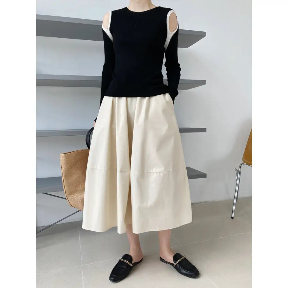 High Waisted Fluffy A-Line Skirt | Mid Length Swing Umbrella Skirt | same ANTHEM