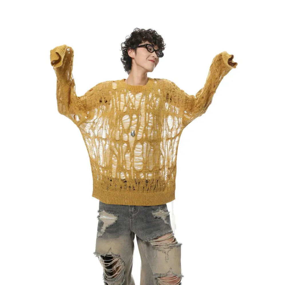 Hollow Out Pullover Sweater for Women | same ANTHEM. Soulmate Streetwear - Yellow / M