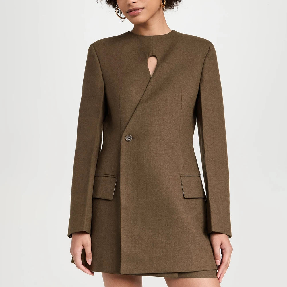 Hollow Out Slimming Blazer for Women | Designer Patchwork Tunic | same ANTHEM.