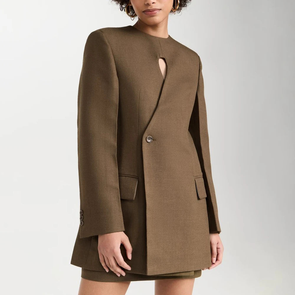 Hollow Out Slimming Blazer for Women | Designer Patchwork Tunic | same ANTHEM.