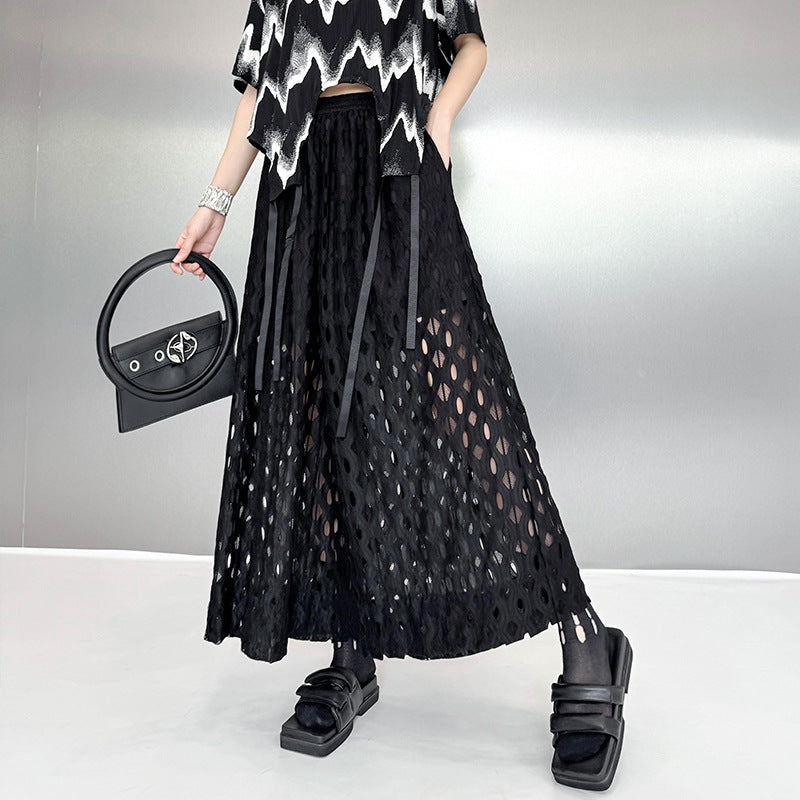Hollow Out Wide Leg Pants – Japanese Style Casual Chic Streetwear for Soulmates | Same ANTHEM