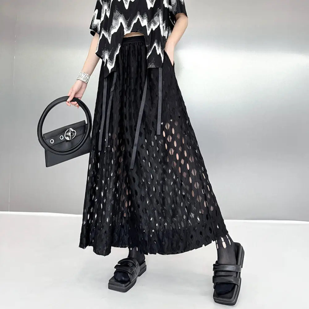 Hollow Out Wide Leg Pants – Japanese Style Casual Chic Streetwear for Soulmates | Same ANTHEM