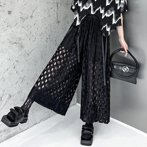 Hollow Out Wide Leg Pants – Japanese Style Casual Chic Streetwear for Soulmates | Same ANTHEM