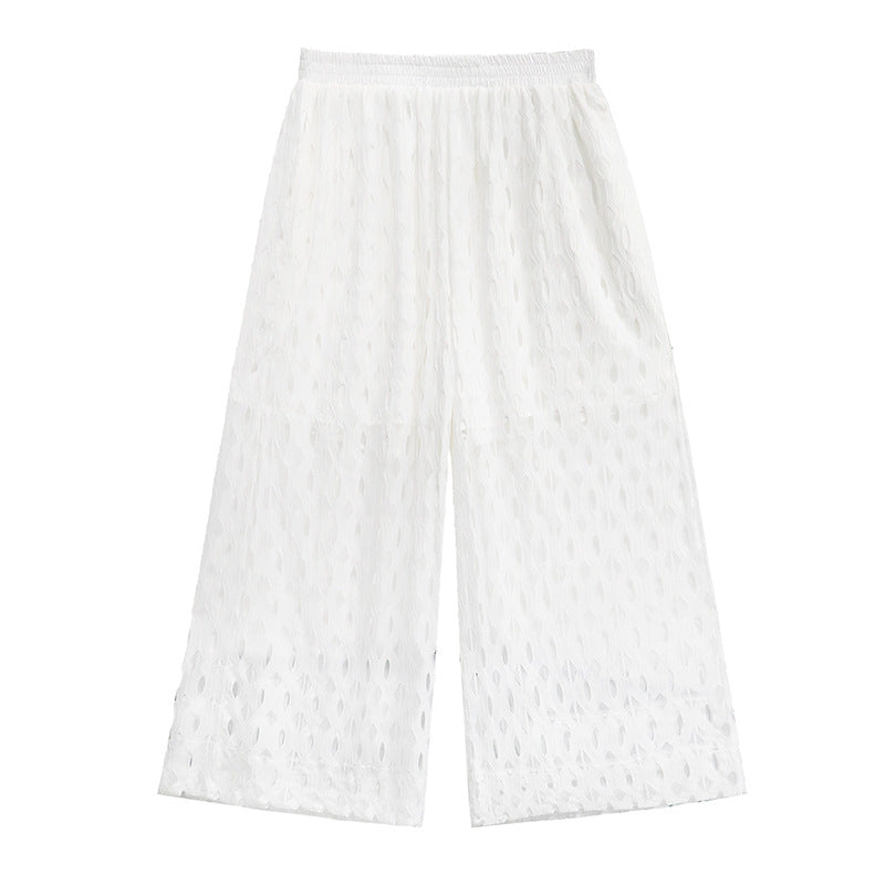 Hollow Out Wide Leg Pants – Japanese Style Casual Chic Streetwear for Soulmates | Same ANTHEM - White / One size