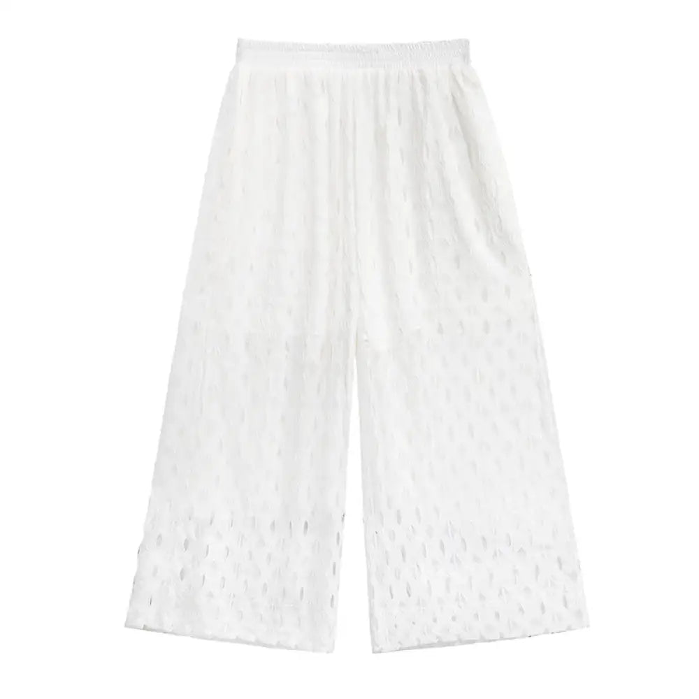 Hollow Out Wide Leg Pants – Japanese Style Casual Chic Streetwear for Soulmates | Same ANTHEM - White / One size