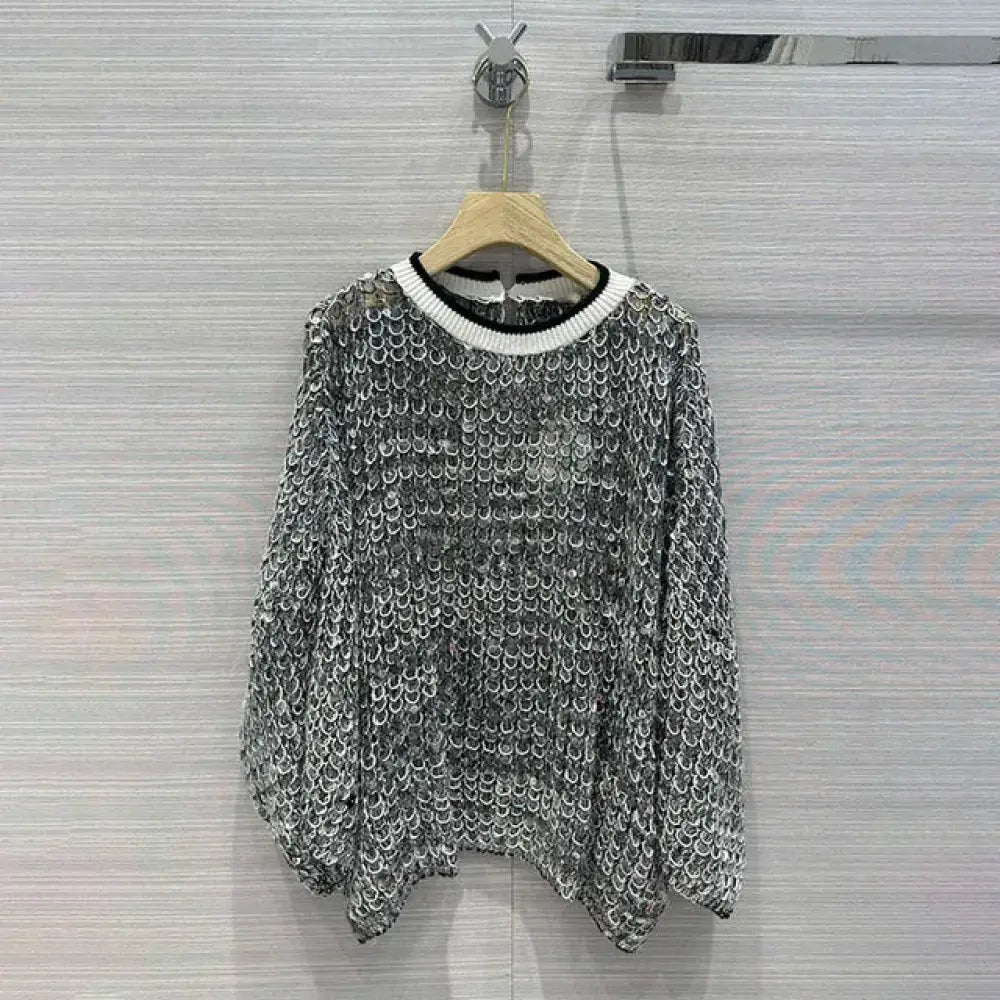 Hollow Sequins Sweater | same ANTHEM. - silver / S