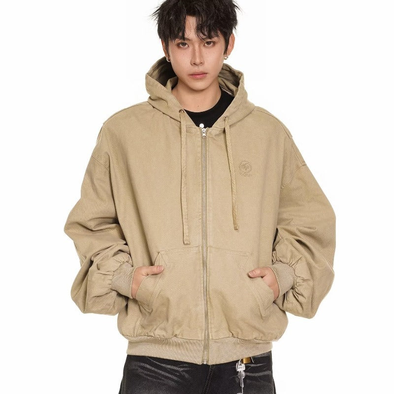 Hooded Mountain Workwear Jacket – Loose Silhouette Streetwear | same ANTHEM - Khaki / M